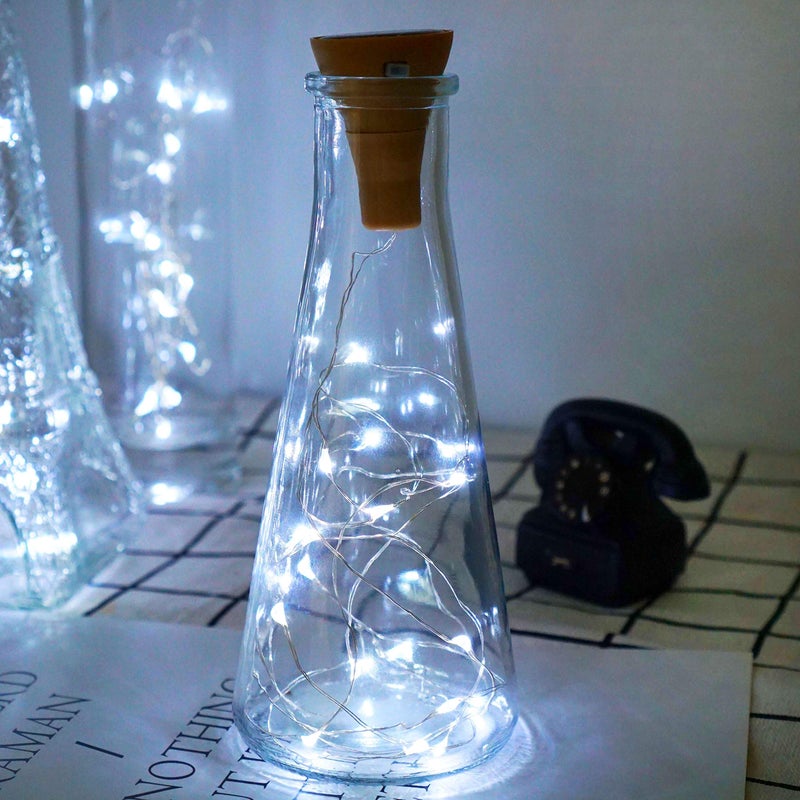 Decorman Upgraded 10 Pack Solar Wine Bottle Lights 20 LEDs Waterproof Silver Wire Cork Lights for Party, Wedding, Christmas, Holiday, Outdoor, Garden, Patio, Pathway Decor - Image 3